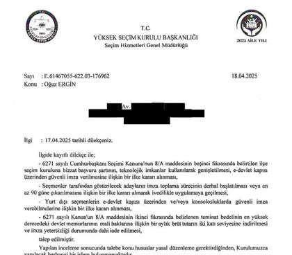 YSK Ret Kararı belgesinin ilk sayfası