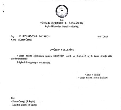 YSK Gerekçeli Karar belgesinin ilk sayfası